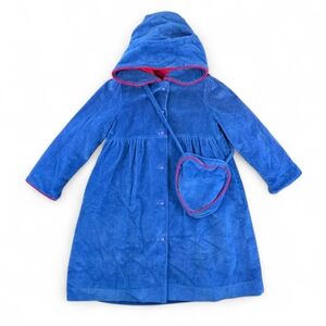 Vintage Fischel by Johnston Blue Corduroy Hooded Coat w/ Heart Purse Size 5 Girl